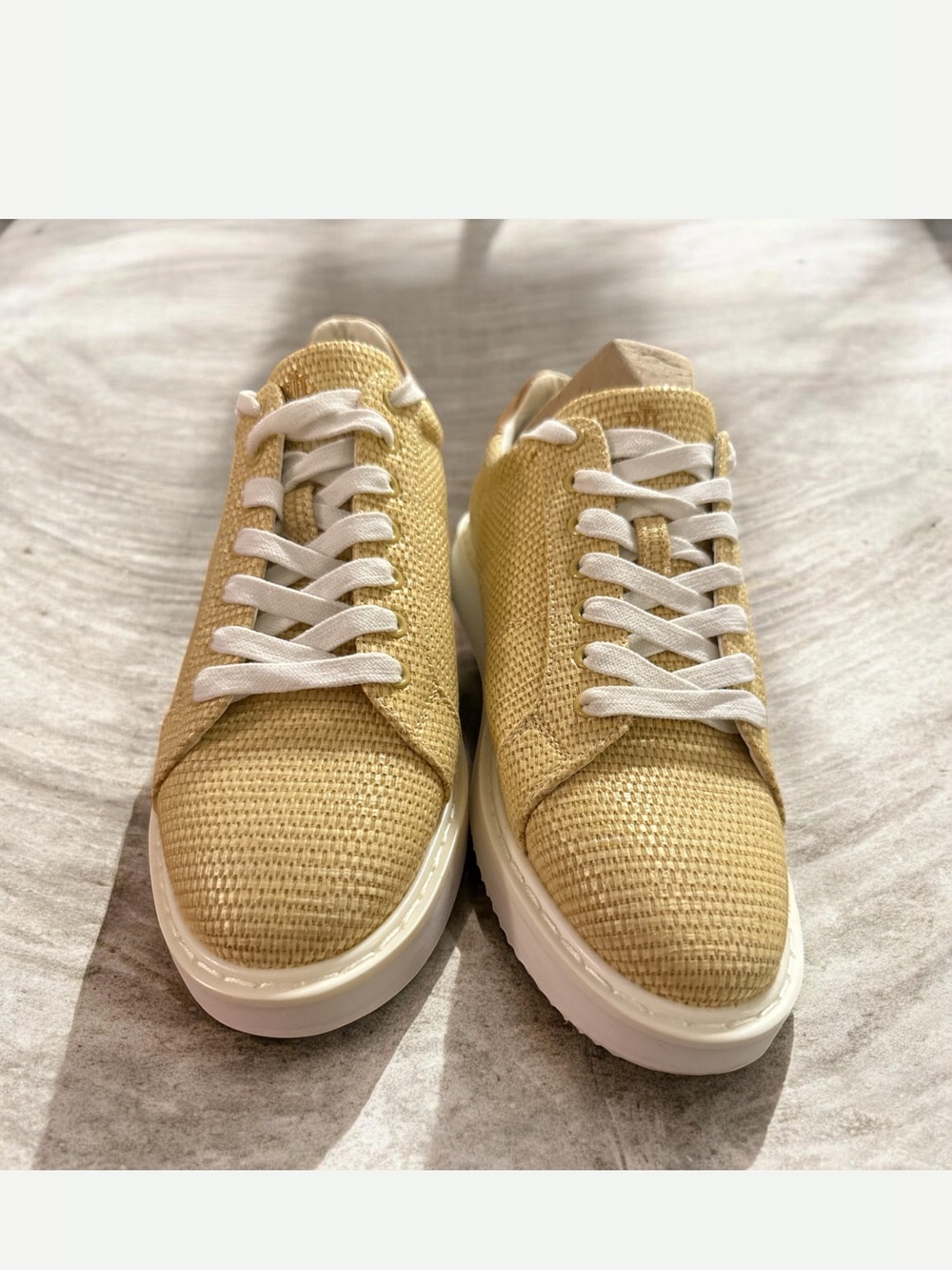 Lauren Ralph Lauren Women's woven sneakers in Light Tan with White Soles